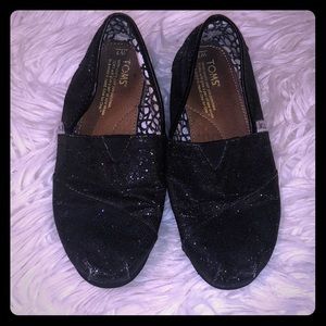 Black Glitter Toms Size 7